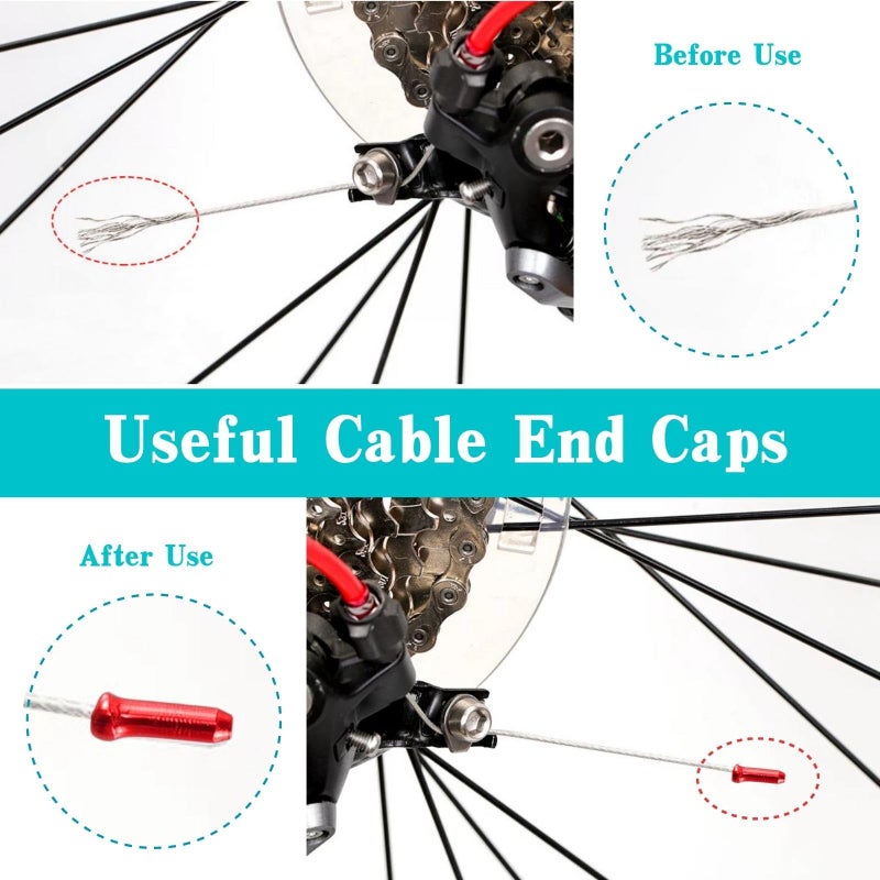 EACOZY 100PCS Bike Brake Cable End Cap Crimps, Cable End Tips for Road Mountain Bicycle, Colorful - Image 2